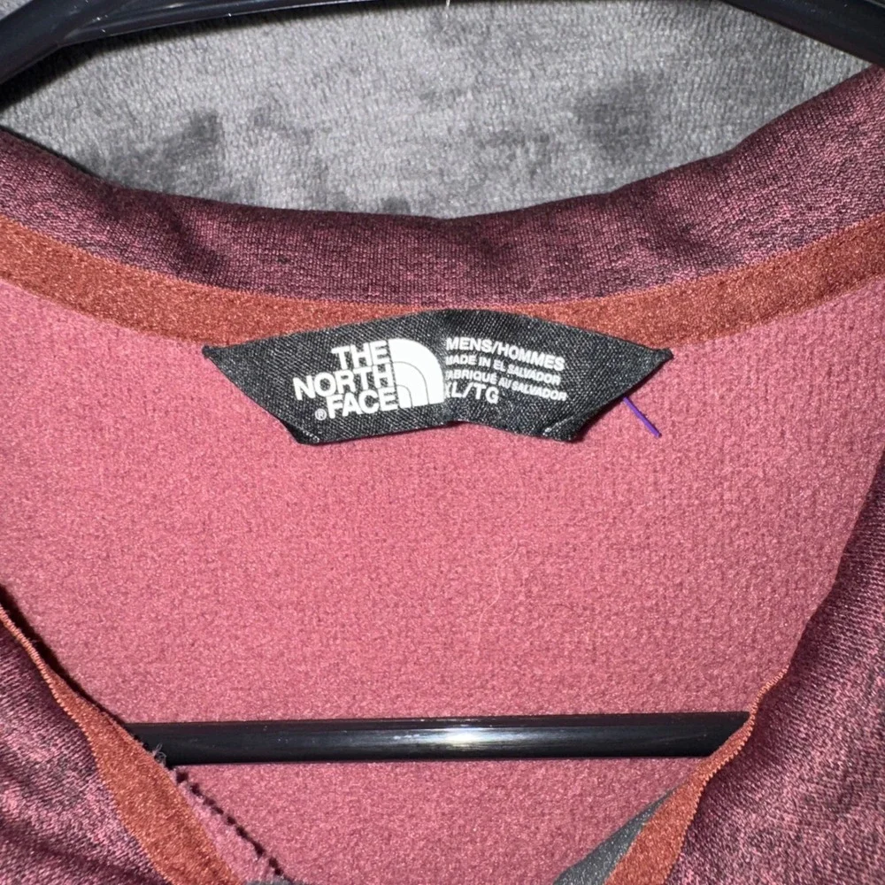 Mens XL The North Face 1/4 Zip Pullover Burgundy Excellent Heathered Fleece